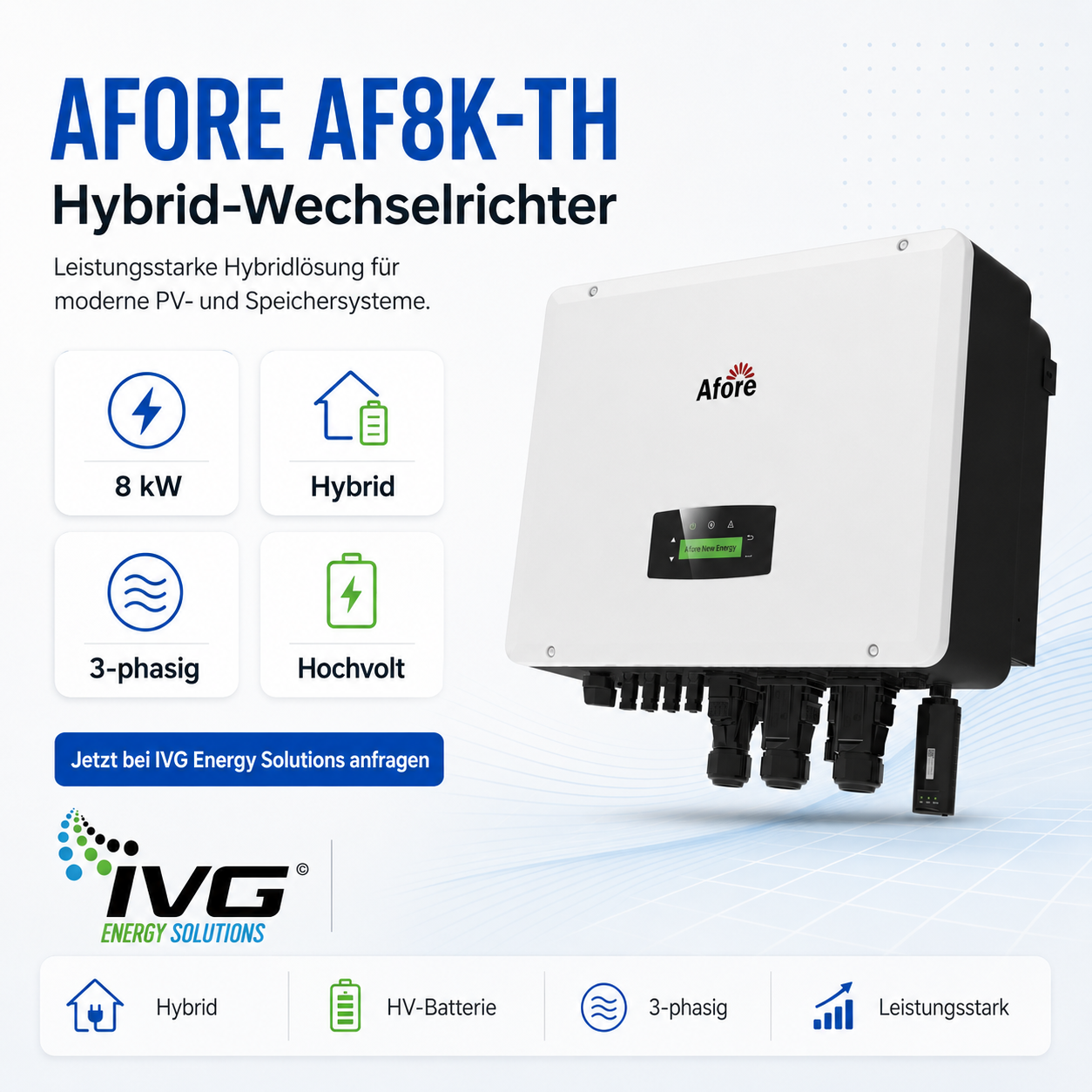 Afore 8kW Hybridwechselrichter 3Phasig Hochvolt