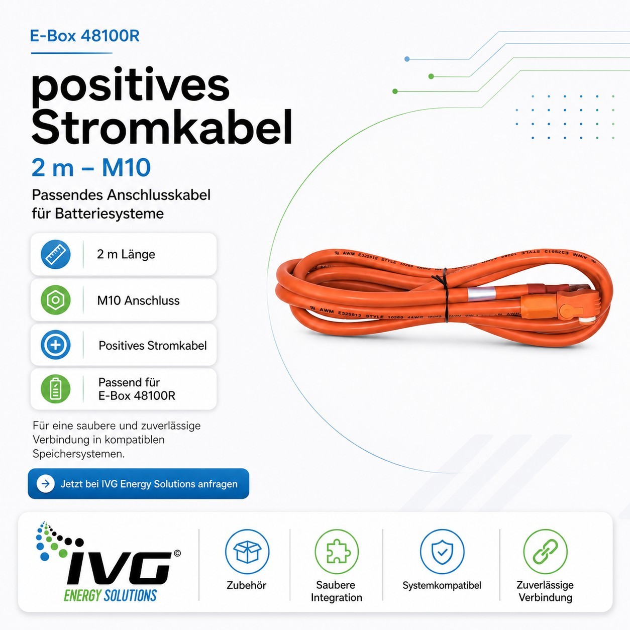 E-Box 48100R positives Stromkabel 2m - M10