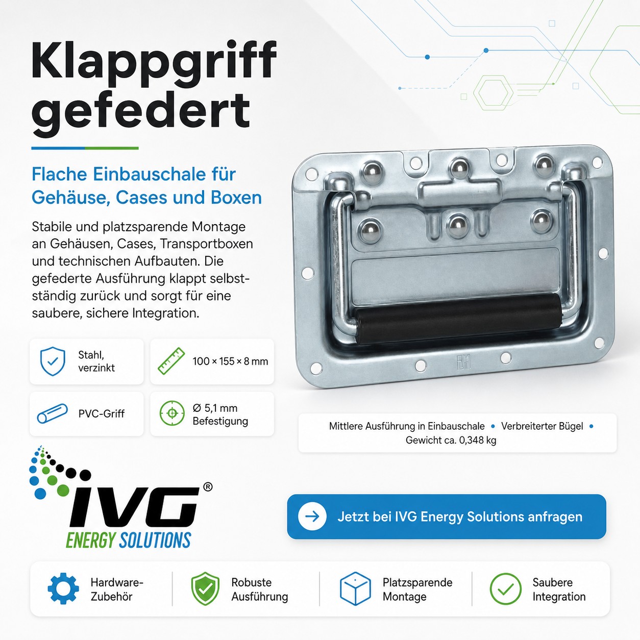 Versenkbarer Klappgriff für Pytes Batterien_GEBRAUCHT